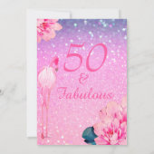 Invitation Parties scintillant 50 Fabuleux Flamant rose Rose  (Dos)