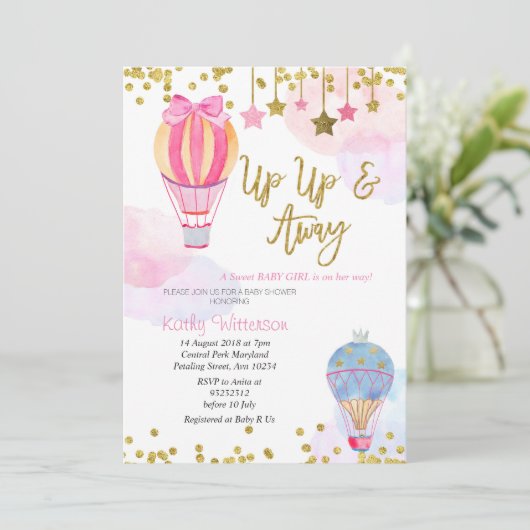 Invitation Parties scintillant à air chaud Star Baby shower p (Debout devant)