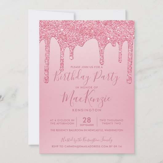 Invitation Parties scintillant à étincelles rose pâle, tous l (Devant)