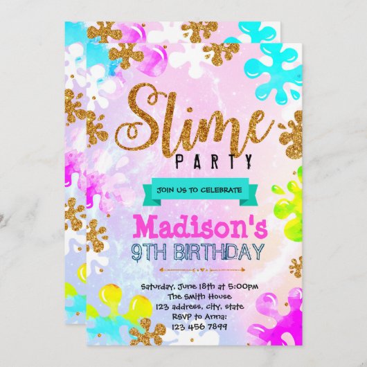 Invitation Parties scintillant à fleur d'anniversaire (Devant / Derrière)