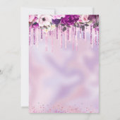 Invitation Parties scintillant à goutte chic rose floral viol (Dos)