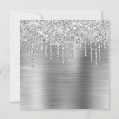 Invitation Parties scintillant à goutte d'argent et Foil 40e (Dos)