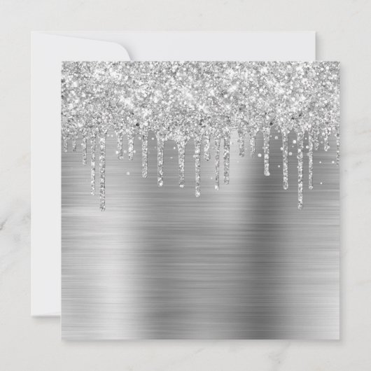 Invitation Parties scintillant à goutte d'argent et Foil 40e  (Dos)