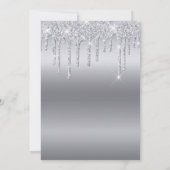 Invitation Parties scintillant à goutte d'argent Glam Quincea (Dos)