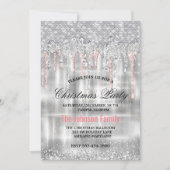 Invitation Parties scintillant à goutte d'or rose en argent c (Devant)
