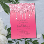 Invitation Parties scintillant à goutte rose fille tendance Q
