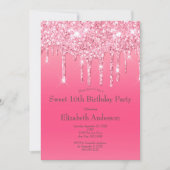 Invitation Parties scintillant à goutte rose Girly Chic 21e a (Devant)