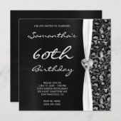 Invitation Parties scintillant à huile d'argent noir léopard  (Devant / Derrière)