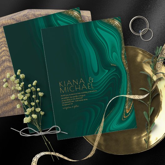 Invitation Parties scintillant Abstraite Strata Mariage Dk Gr