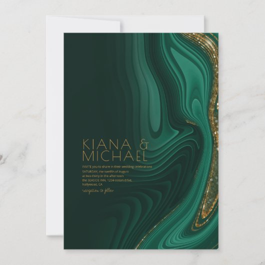 Invitation Parties scintillant Abstraite Strata Mariage Dk Gr (Devant)