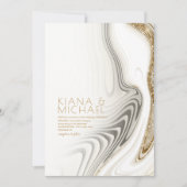 Invitation Parties scintillant Abstraite Strata Mariage Ivory (Devant)
