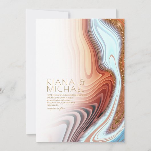 Invitation Parties scintillant Abstraite Strata Mariage SW ID (Devant)