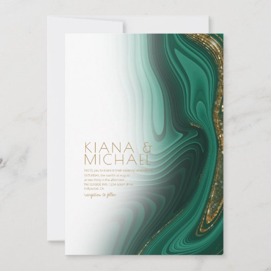 Invitation Parties scintillant Abstraite Strata Mariage Wht G (Devant)