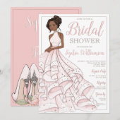 Invitation Parties scintillant afro-américaine Glam Bride Fêt (Devant / Derrière)