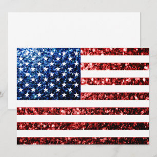 Invitation PARTIES SCINTILLANT américaines drapeau rouge bleu