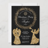 Invitation Parties scintillant Ange Noël Famille Dîner (Devant)