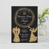 Invitation Parties scintillant Ange Noël Famille Dîner (Debout devant)