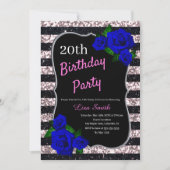 Invitation Parties scintillant Anniversaire Noir rose  Bleu p (Devant)