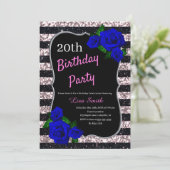 Invitation Parties scintillant Anniversaire Noir rose  Bleu p (Debout devant)