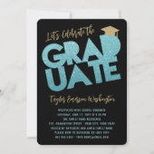 Invitation Parties scintillant Aqua Graduate Couduate Graduat (Devant)