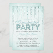 Invitation Parties scintillant Aqua Look Graduation Party Inv (Devant / Derrière)