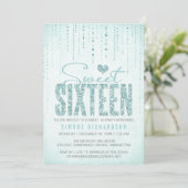 Invitation Parties scintillant Aqua Look Sweet 16 (Seize) Par (Debout devant)