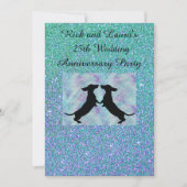 Invitation Parties scintillant Aqua Purple Dachshund Invitati (Devant)