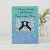 Invitation Parties scintillant Aqua Purple Dachshund Invitati (Debout devant)