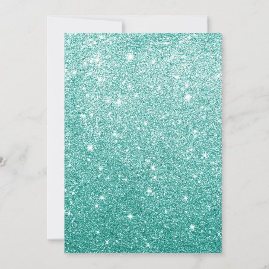 Invitation Parties scintillant Aqua turquoise Script Sweet 16 (Dos)