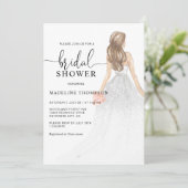 Invitation Parties scintillant aquarelle Dusty rose Bride Fêt (Debout devant)