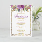 Invitation Parties scintillant Aquarelle Fleurs Bling Grad Pa (Debout devant)