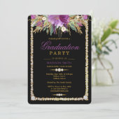 Invitation Parties scintillant Aquarelle Fleurs Diamants Grad (Debout devant)