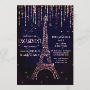 Invitation Parties scintillant Aquarelle Paris Tour Eiffel Fi