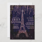 Invitation Parties scintillant Aquarelle Paris Tour Eiffel Sw (Devant)