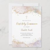 Invitation parties scintillant aquarelle | Première sainte co (Devant)