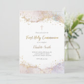 Invitation parties scintillant aquarelle | Première sainte co (Debout devant)