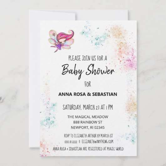Invitation *~* Parties scintillant arc-en-ciel Bébé Fairy Dou (Dos)