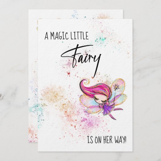 Invitation *~* Parties scintillant arc-en-ciel Bébé Fairy Dou (Devant / Derrière)