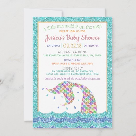 Invitation Parties scintillant arc-en-ciel chic Baby shower s (Devant)