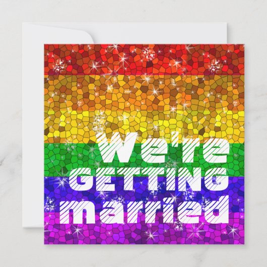 Invitation Parties scintillant Arc-en-ciel drapeau mariage Ga (Devant)