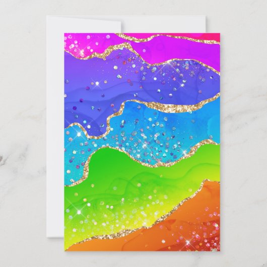 Invitation Parties scintillant arc-en-ciel et or Agate Annive (Dos)