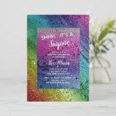 Invitation Parties scintillant arc-en-ciel étincelle violette (Debout devant)