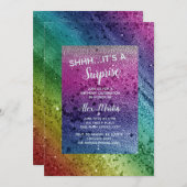 Invitation Parties scintillant arc-en-ciel étincelle violette (Devant / Derrière)