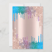 Invitation Parties scintillant arc-en-ciel gouttes Flamants r (Dos)