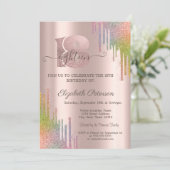 Invitation Parties scintillant arc-en-ciel gouttes Rose Gold  (Debout devant)
