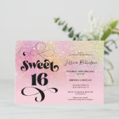 Invitation Parties scintillant arc-en-ciel ombre chic rose gi (Debout devant)