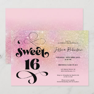 Invitation Parties scintillant arc-en-ciel ombre chic rose gi