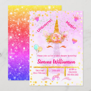 Invitation Parties scintillant arc-en-ciel personnalisée Gold