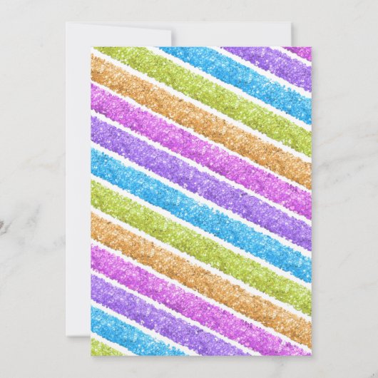 Invitation Parties scintillant arc-en-ciel rayures Anniversai (Dos)