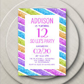 Invitation Parties scintillant arc-en-ciel rayures Anniversai